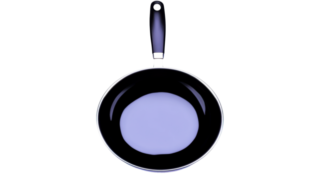 Modern nonstick frying pan with dark handle