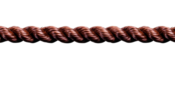 Thick braided copper wire segment on white