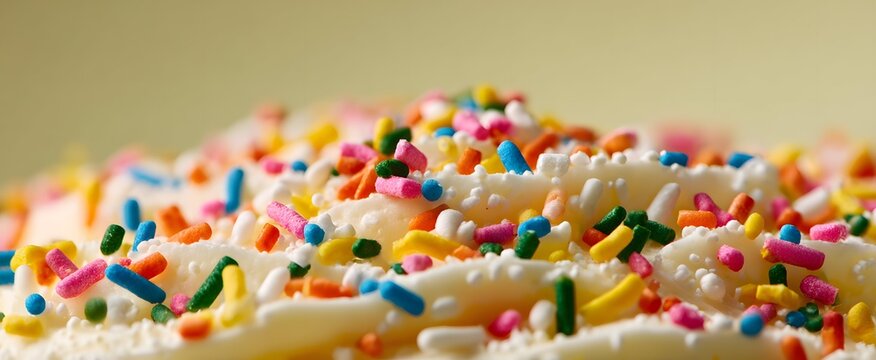 Colorful sprinkles bring joy and excitement to the smooth creamy dessert surface - Powered by Adobe