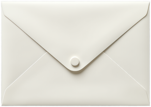 White envelope with button closure