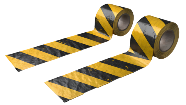 "Yellow and Black Caution Tape — Restricted Area Warning Strips PNG"