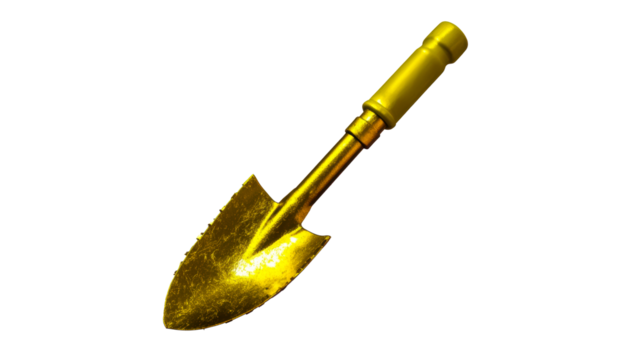 Shiny Golden Trowel With Serrated Edge