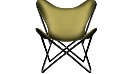 Olive Green Butterfly Chair with Black Metal Frame