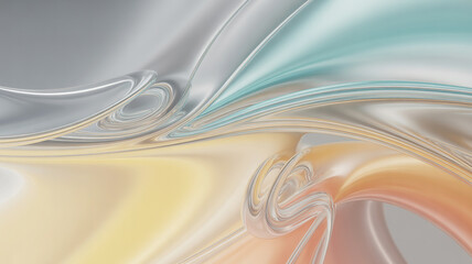 Abstract smooth wave background with metallic and pastel swirls and curves