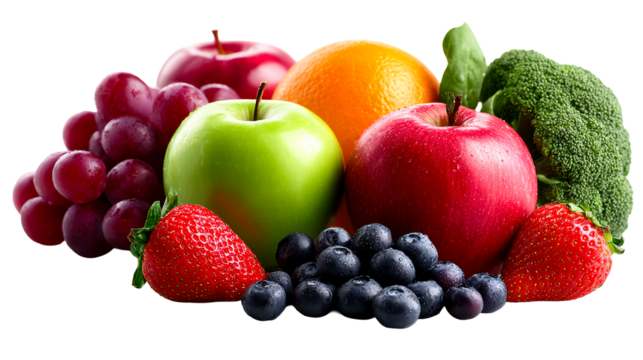 Fresh variety of colorful fruits and broccoli - Powered by Adobe