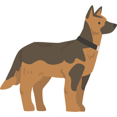German Shepherd Dog Standing Profile View Realistic Pixel Art Style Illustration Brown Black Tan With Collar on Transparent Background