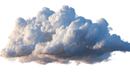 Dramatic cumulonimbus cloud against white background