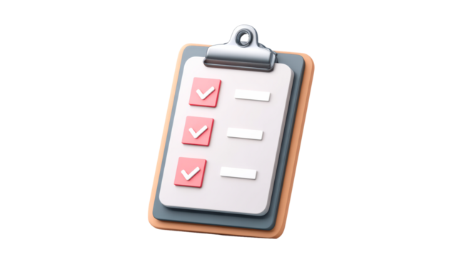 Clipboard with three completed checklist items