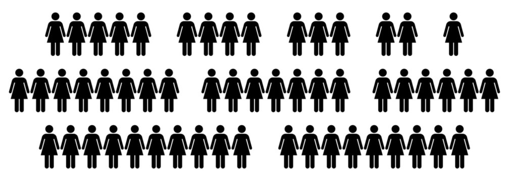 People 1, 2, 3, 4, 5, 6, 7, 8, 9, 10 icon set. Crowd signs. Containing ,participants, group, team, meeting, organization, community, population, audience, member, discussion, assembly, interview.