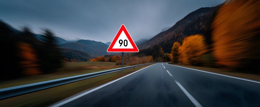 The warning sign sparks urgent caution urging drivers to respect the speed limit on the road
