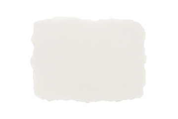 Small square blank off-white watercolor paper with soft deckled torn edges and subtle texture for artistic design isolated on transparent background