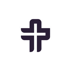 Obraz premium Abstract cross symbol in dark purple suitable for design and branding