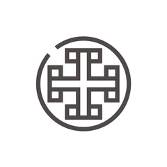 Obraz premium Geometric cross symbol within circle graphic design illustration isolated