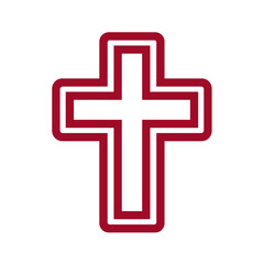 Obraz premium Religious cross icon simple red graphic for faith and spirituality