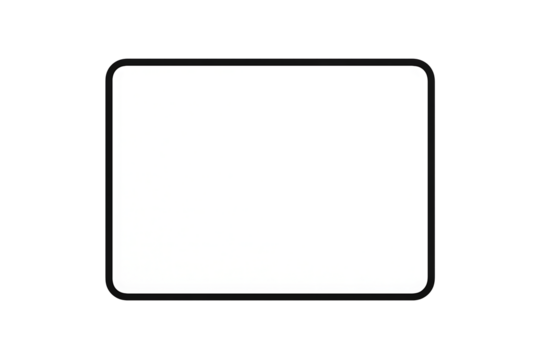 A professional blank horizontal rounded corner rectangle frame or simple border mockup template on a pale light gray background isolated on transparent background