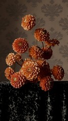 Vintage bouquet of beautiful flowers on black. Floral background. Baroque old fashiones style. Natural pattern wallpaper or greeting card