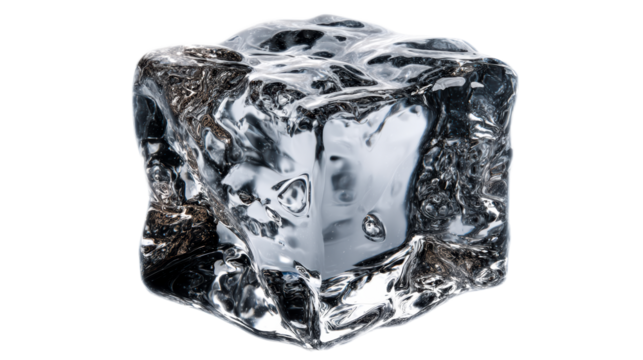Abstract melting ice cube with fluid texture