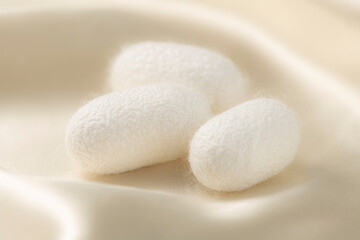 繭玉とシルクの背景