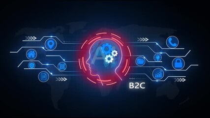 Digital B 2 C concept Global social network connection concept showing digital data communication across the earth background - Powered by Adobe