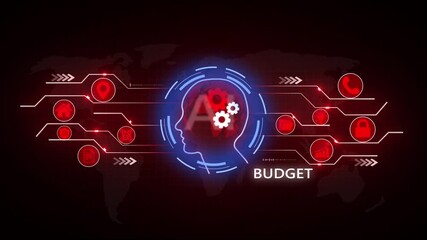 Digital BUDGET Concept With Global social network connection concept showing digital data communication across the earth background - Powered by Adobe