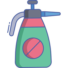 Green and Red Spray Bottle With Blue No Symbol On A Transparent Background For Cleaning Or Gardening Icon