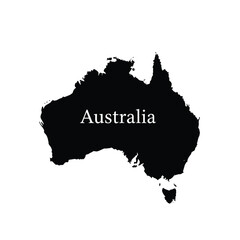 Fototapeta premium Australia black silhouette map vector illustration isolated on white background geographical outline shape territory contour design element