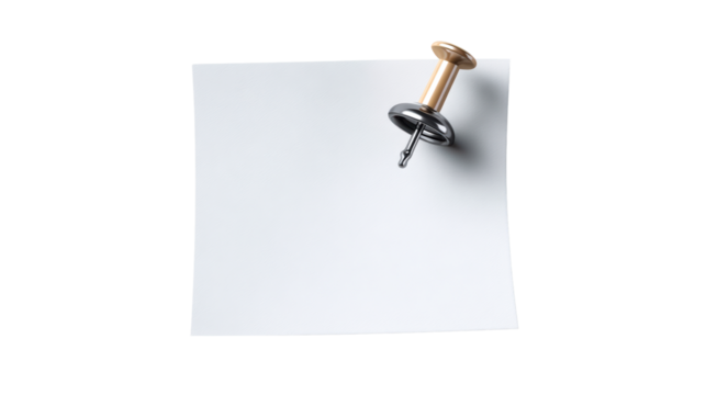 Blank White Paper Pinned With Metal Pushpin