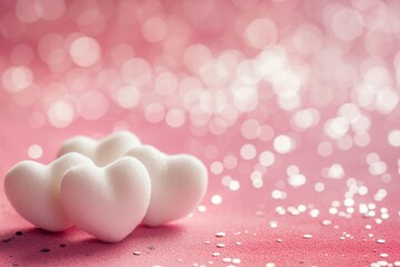Obraz premium Valentine day white hearts on pink background love celebration decoration.