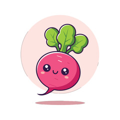 Fresh Radish with Green Leaves Peeking Over a White Surface.