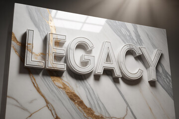 Build a lasting legacy with elegance, the marble inscription embodies timeless values and enduring impact, perfect for business or personal branding projects