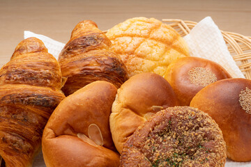 菓子パン・惣菜パンの集合【ベーカリー・パン屋イメージ】