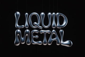 Stunning liquid metal typography art shimmering in darkness, a modern artistic display with a unique 3D aesthetic perfect for digital art and futuristic designs