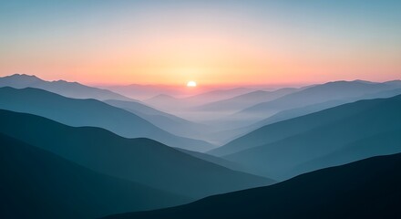 Majestic mountain range bathed in the warm glow of sunrise