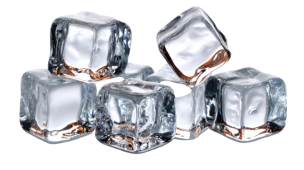 Chilled Cubes: Transparent ice cubes, perfectly shaped, offer a refreshing allure, their cool forms shimmering with subtle reflections, a symbol of purity and invigoration.
