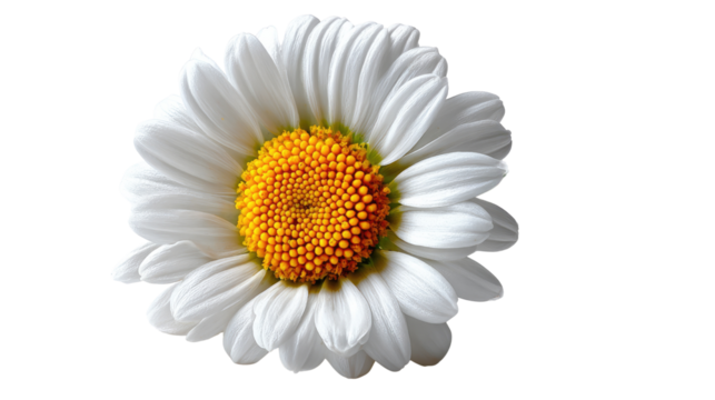 Serene Daisy: Capturing the simple elegance of a daisy, its pristine petals radiate outwards, encircling a vibrant golden center. Witness the beauty of nature's simple form.