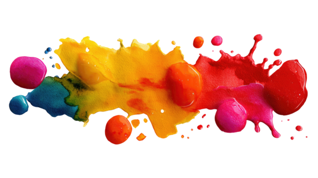 Colorful Paint Splatter: A vibrant display of artistic expression, a cascade of colorful paint splashes against the backdrop, evoking creativity and dynamic energy.