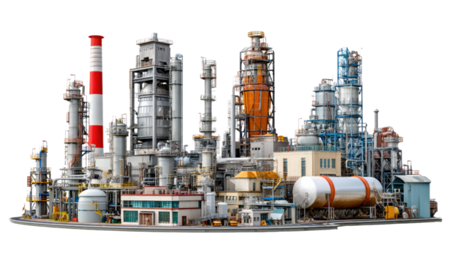 Industrial Powerhouse: A sprawling industrial complex, a symphony of steel and concrete, stands as a testament to engineering prowess and production.