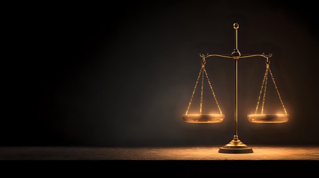 Golden scales of justice a symbol of law and fairness shining in the darkness ideal for legal and judicial themes