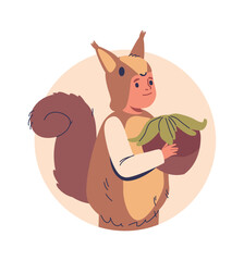 Cute child wearing squirrel costume