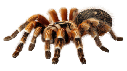 Vibrant Tarantula: A striking close-up of a vibrant tarantula, showcasing its intricate patterns and formidable presence, inviting intrigue into the fascinating world of arachnids.