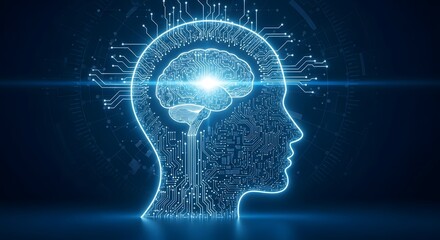Digital brain artificial intelligence technology network background