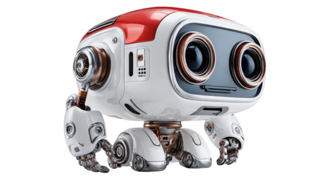Futuristic Companion: A charming robotic companion with a sleek design and endearing features. Designed to embody technological marvel, reflecting the future of artificial intelligence.