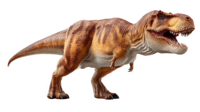 Tyrannosaurus Rex in Action: A formidable Tyrannosaurus Rex, rendered in impressive detail, stands in a dynamic pose. The image captures the essence of prehistoric might.