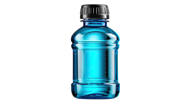 Clear Blue Hydration: A vibrant, transparent bottle of refreshing liquid, ready to quench thirst, inviting you to experience pure hydration and revitalizing coolness.
