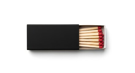 Black Matchbox with Red Tipped Matches fire ignition