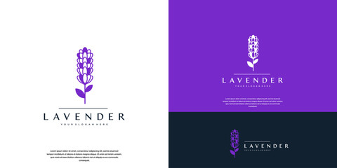 logo benefits of lavender flowers for beauty and herbal medicine, extraction process, vector design template.