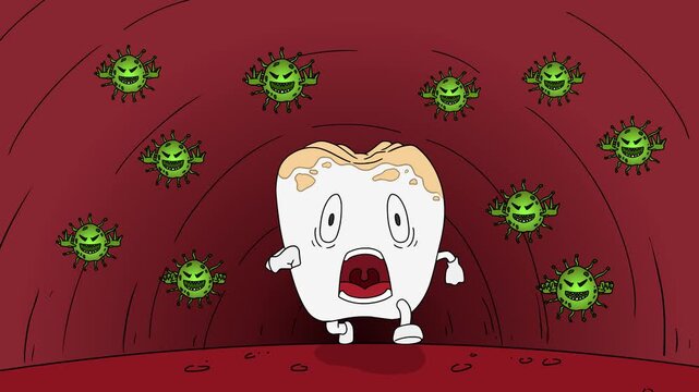 Tooth Running From Bacteria Inside Mouth