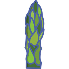 Illustration Of An Asparagus Spear With Green And Blue Hues On A White Background