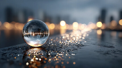  Cityscape Through Crystal Ball | Urban Reflection Sphere | Futuristic Glass Ball Photography