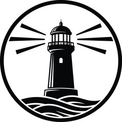 Lighthouse vector illustration beacon light house ocean sea coast logo eps silhouette